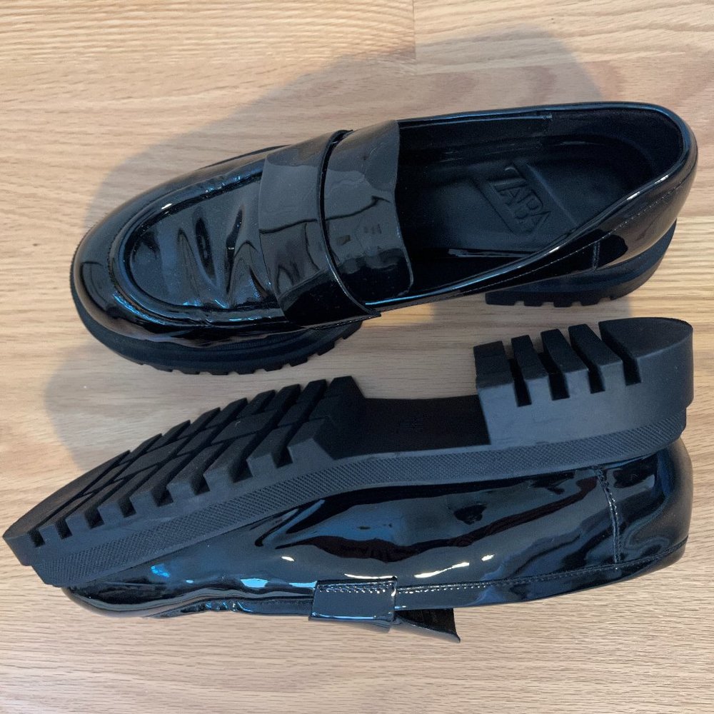 ZARA Black Patent Platform Loafers (US 8/EU 39) - Picture 3 of 3